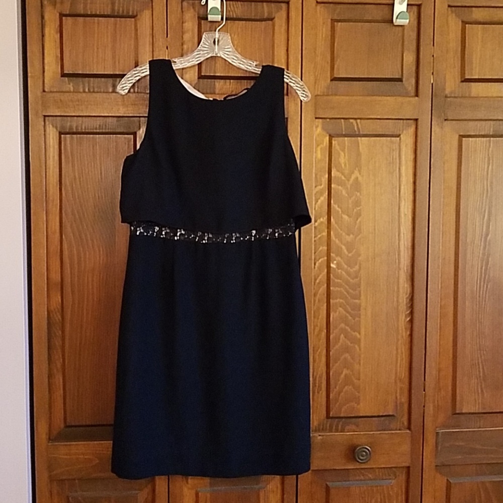 Ivanka Trump Black and Nude Lace Inset Dress, 10